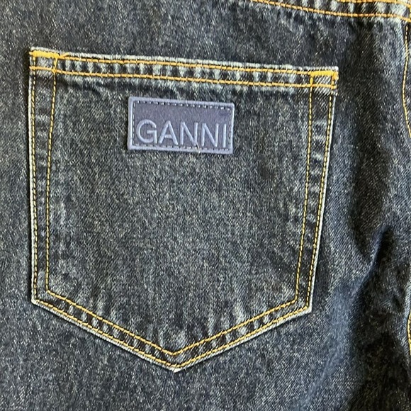 Ganni Betzy Jeans Dark Blue Stone size 31/34 Flare High Rise Organic Cotton NWT - Picture 11 of 16